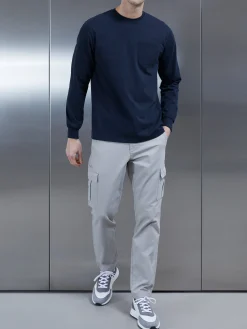 Cotton Pocket Long Sleeve T-Shirt - Navy
