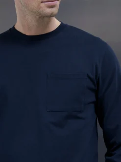Cotton Pocket Long Sleeve T-Shirt - Navy