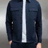 Cotton Pocket Overshirt - Navy