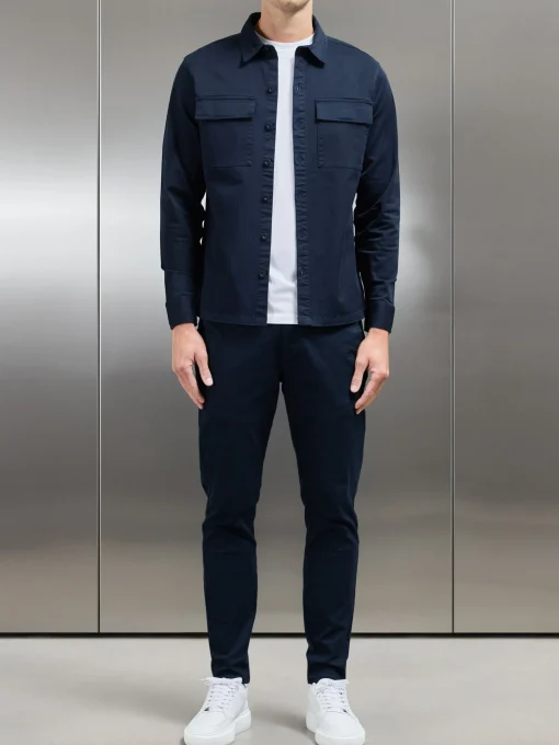 Cotton Pocket Overshirt - Navy