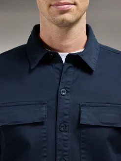 Cotton Pocket Overshirt - Navy