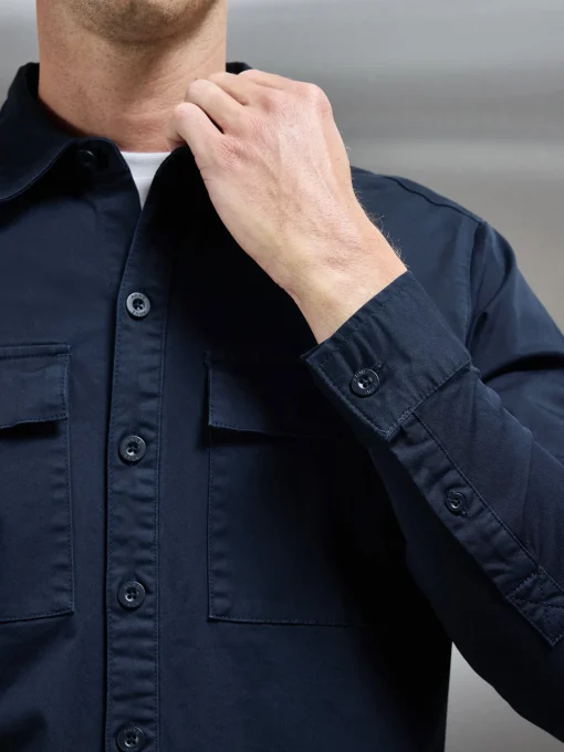 Cotton Pocket Overshirt - Navy