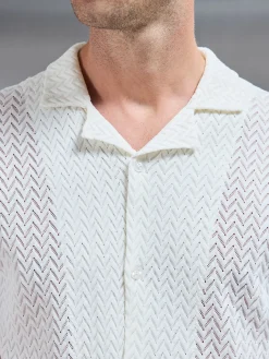 Crochet Revere Collar Shirt - Ecru