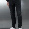 Distressed Denim Jeans - Black Wash