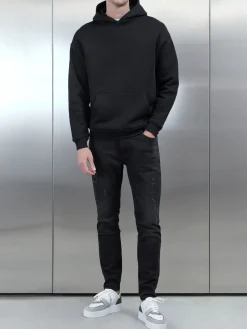 Distressed Denim Jeans - Black Wash