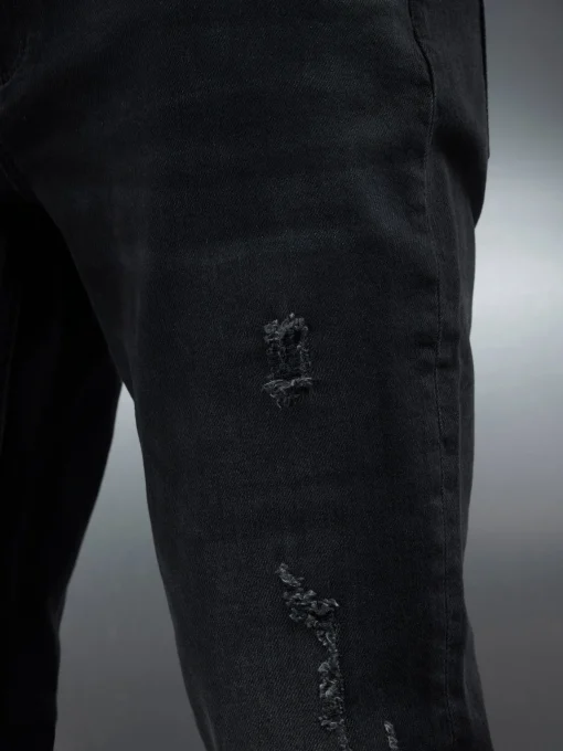 Distressed Denim Jeans - Black Wash