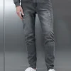 Distressed Denim Jeans - Grey Wash