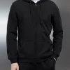 Essential Zip Through Hoodie - Black