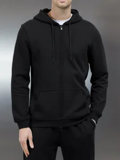 Essential Zip Through Hoodie - Black