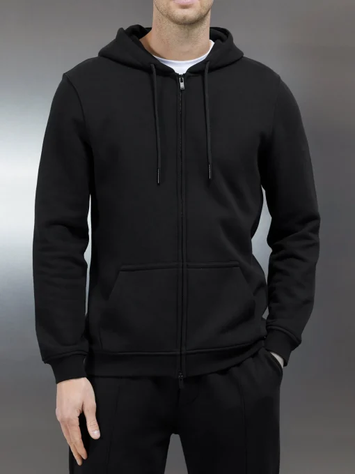 Essential Zip Through Hoodie - Black