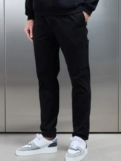 Garment Dye Cotton Cargo Pant - Black