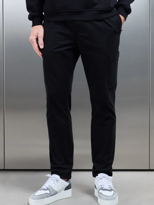 Garment Dye Cotton Cargo Pant - Black