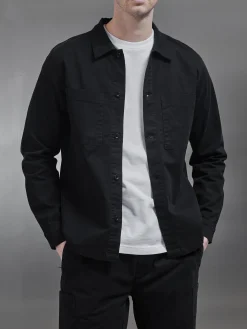 Garment Dye Overshirt - Black