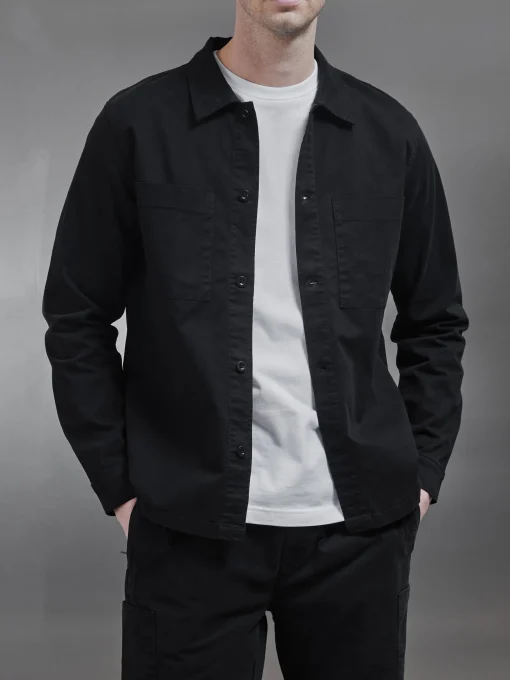 Garment Dye Overshirt - Black