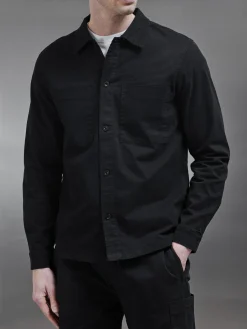 Garment Dye Overshirt - Black