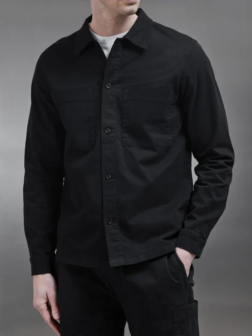 Garment Dye Overshirt - Black