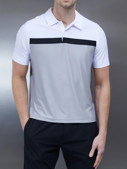 Golf Colour Block Polo Shirt - White