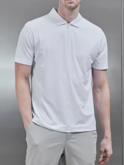 Golf Technical Zip Polo Shirt - White