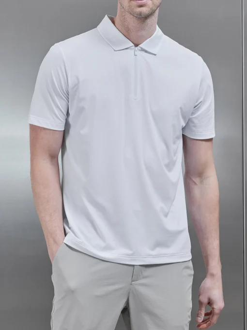 Golf Technical Zip Polo Shirt - White
