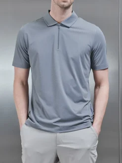 Golf Technical Zip Polo Shirt - Dark Stone