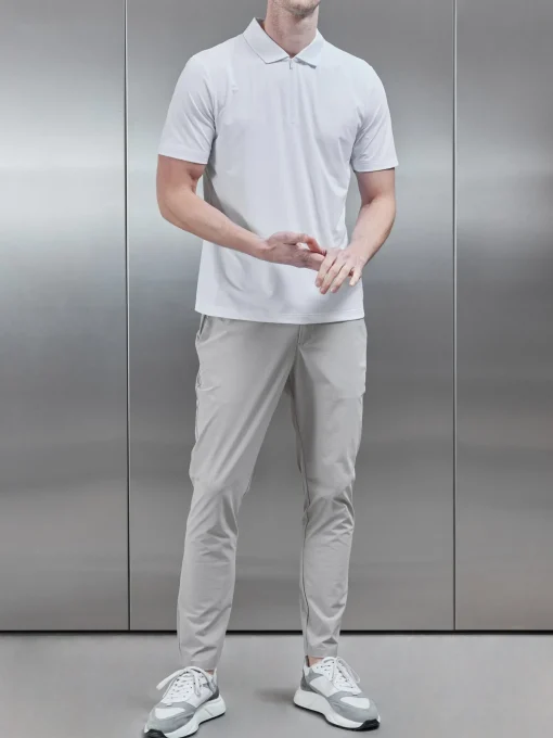 Golf Technical Zip Polo Shirt - White