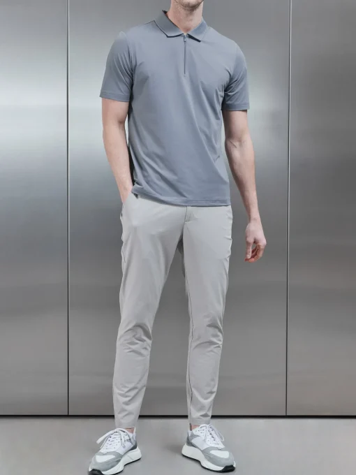 Golf Technical Zip Polo Shirt - Dark Stone