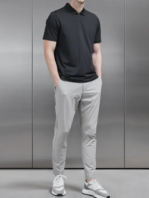 Golf Technical Zip Polo Shirt - Black