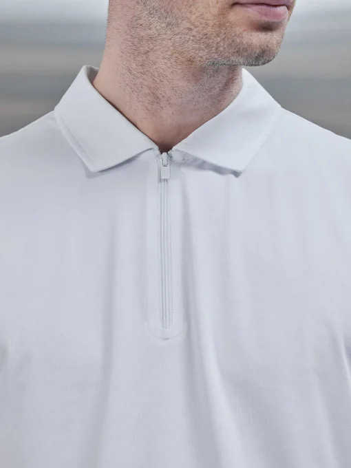 Golf Technical Zip Polo Shirt - White