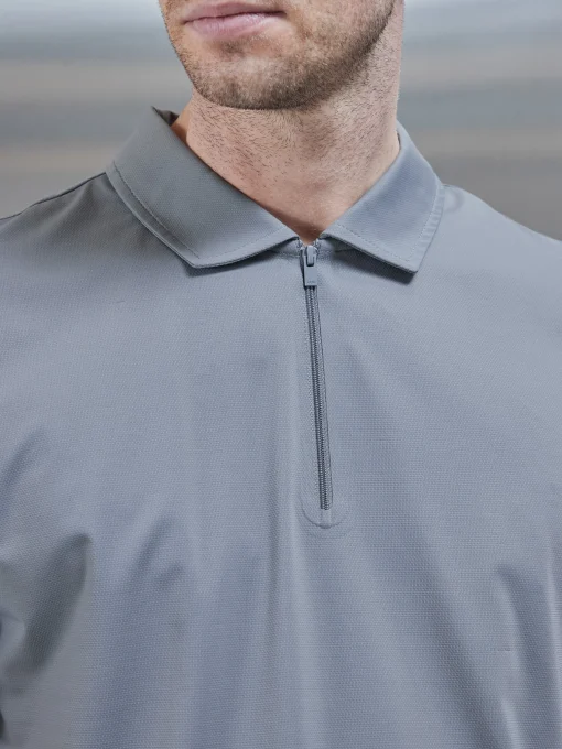 Golf Technical Zip Polo Shirt - Dark Stone