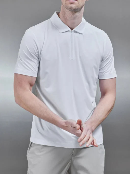 Golf Technical Zip Polo Shirt - White