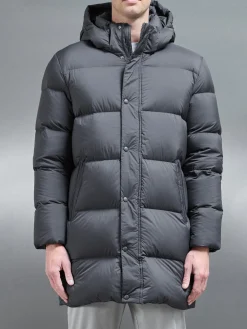 Goose Down Mid Length Jacket - Grey