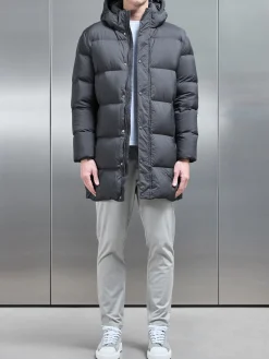 Goose Down Mid Length Jacket - Grey