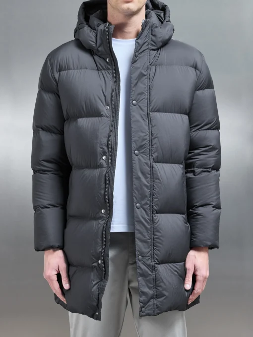 Goose Down Mid Length Jacket - Grey