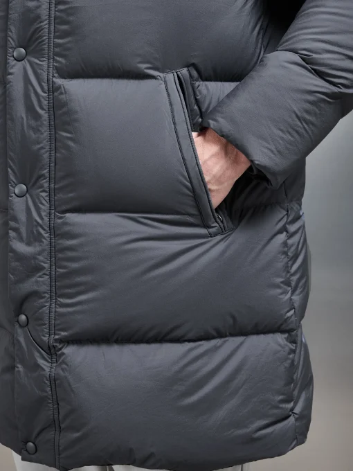 Goose Down Mid Length Jacket - Grey