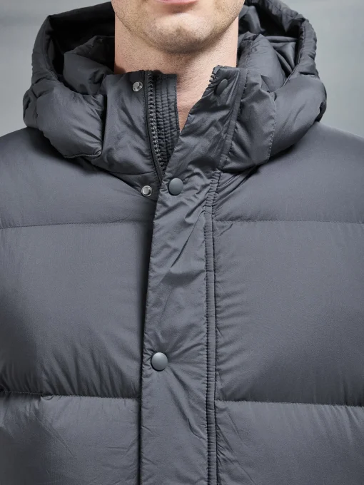 Goose Down Mid Length Jacket - Grey