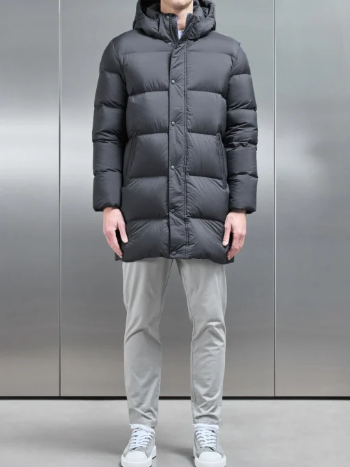 Goose Down Mid Length Jacket - Grey