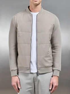 Hybrid Bomber Jacket - Taupe