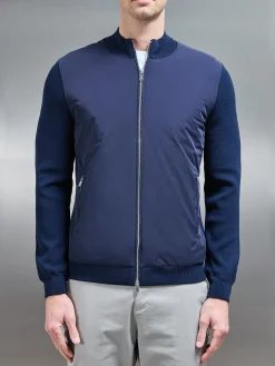 Hybrid Knitted Jacket - Navy