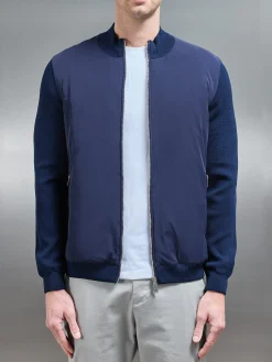 Hybrid Knitted Jacket - Navy