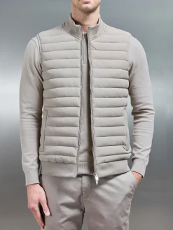 Hybrid Quilted Gilet - Taupe