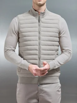 Hybrid Quilted Gilet - Taupe