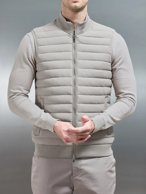 Hybrid Quilted Gilet - Taupe