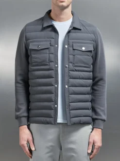 Hybrid Quilted Overshirt - Grey