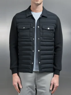 Hybrid Quilted Overshirt - Black