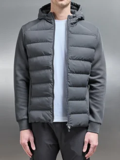 Hybrid Technical Puffer Windbreaker - Grey