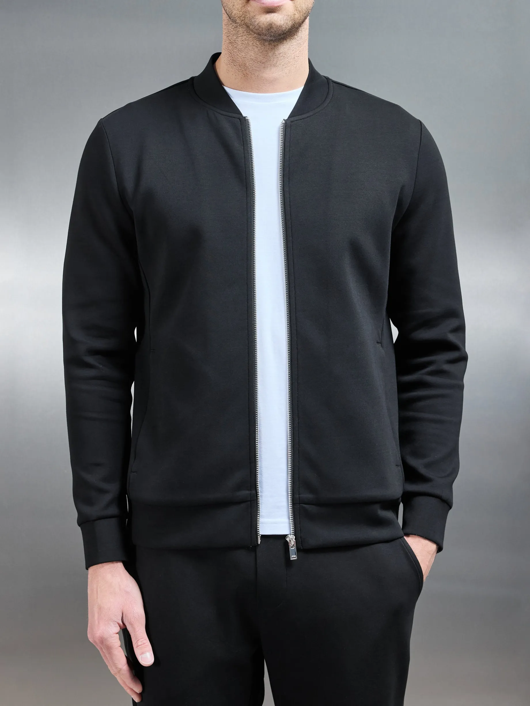 Interlock Jersey Bomber Jacket - Black