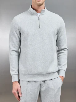 Interlock Jersey Half Zip - Marl Grey