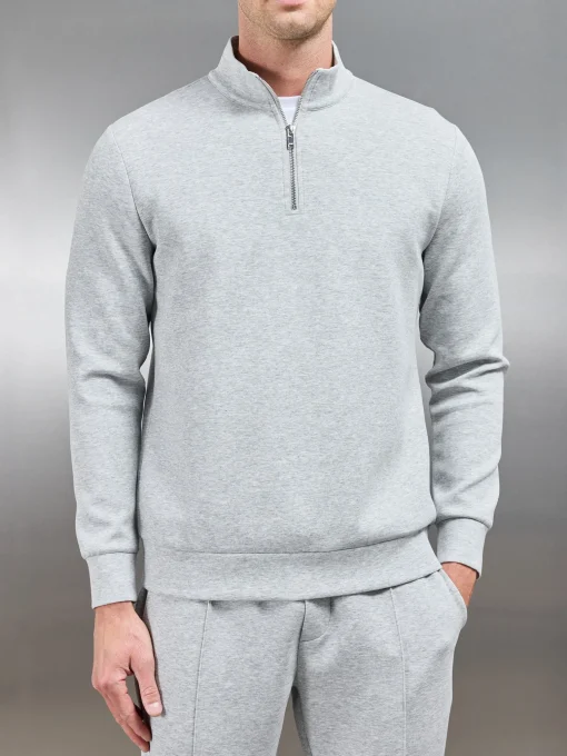 Interlock Jersey Half Zip - Marl Grey
