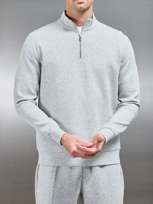 Interlock Jersey Half Zip - Marl Grey