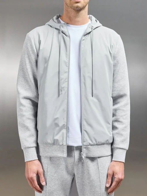 Interlock Jersey Hybrid Windbreaker - Marl Grey